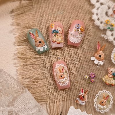 画像1: 5D　ぷっくり立体シール　ラビット