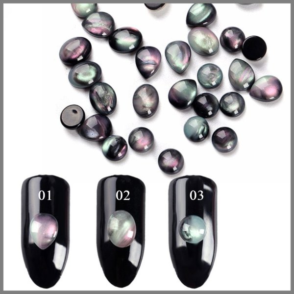 画像2: 貝模様オーロラ 樹脂ストーン 10点 (2)