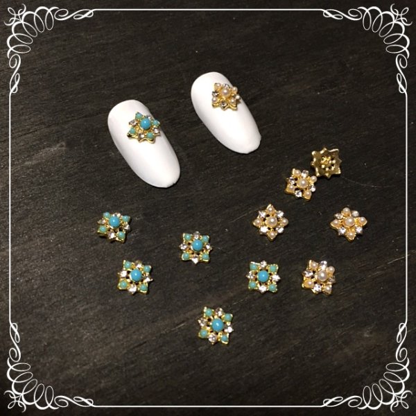 画像2: ターコイズ&パールパーツ (2)