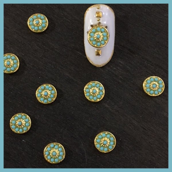 画像2: ターコイズカラー パールパーツ (2)