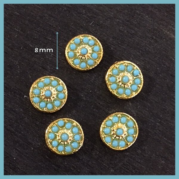 画像3: ターコイズカラー パールパーツ (3)