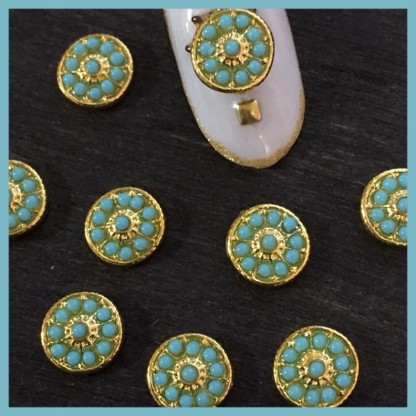 画像4: ターコイズカラー パールパーツ (4)