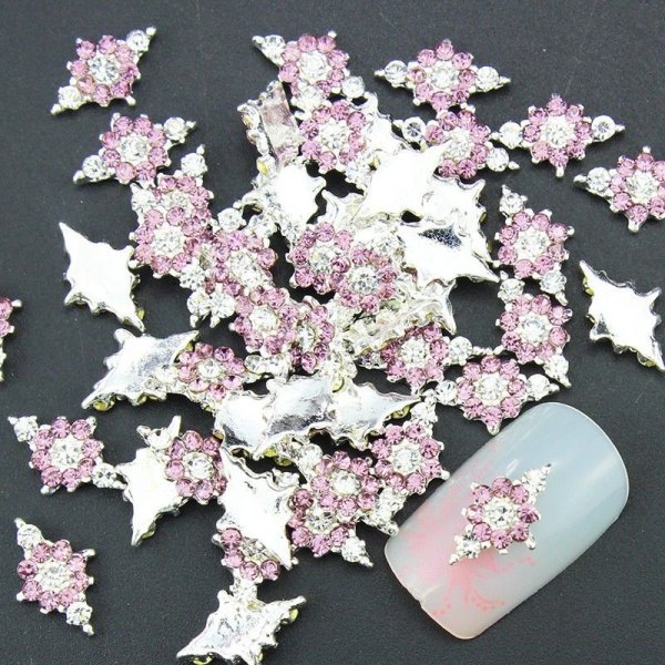 画像2: 3Dパーツ ストーンピンクフラワー (2)